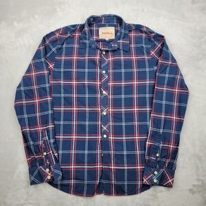 Bershka Shirt Men XXL Button Up Plaid Sportsman Collared Blue Plaid London Adult